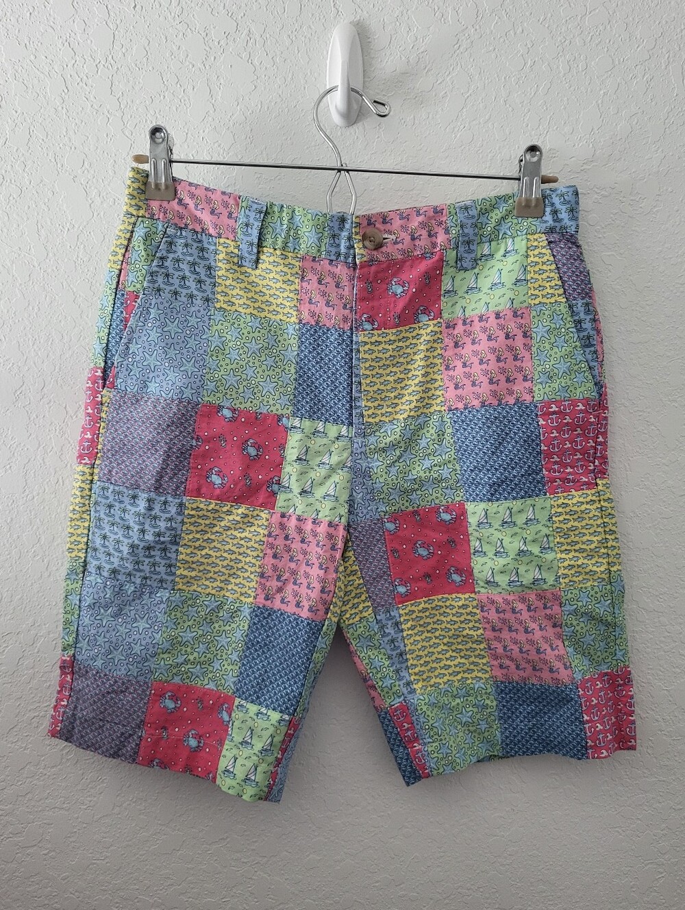 Vineyard Vines Boy's Sailors Red Multi Whale Printed Patchwork Breaker Shorts 14